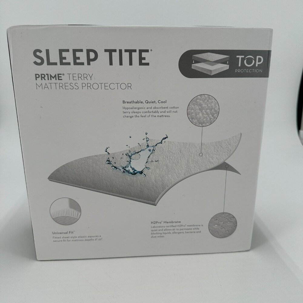 Malouf SLEEP TITE Prime Terry Waterproof Mattress Protector Single TWIN Size Bed - Picture 2 of 3